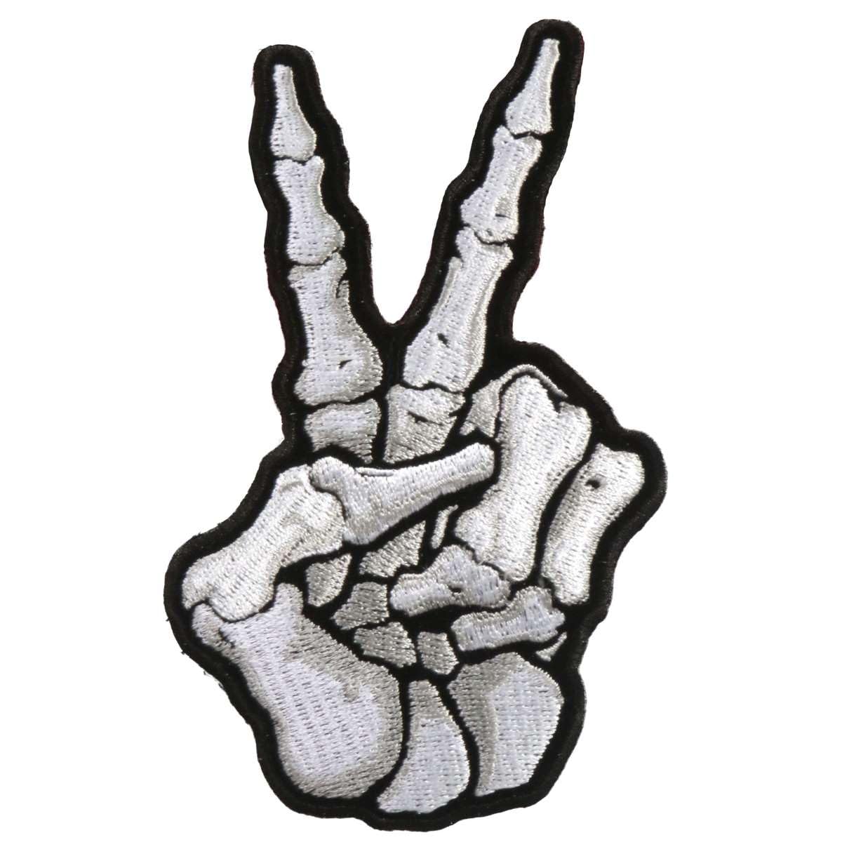 Milwaukee Leather 3" x 5" Skeleton Peace Sign Patch - 3W X 5H