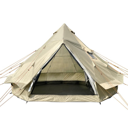 DANCHEL OUTDOOR B2A Portable Bell Tent No Center Pole, 4 Season Large Yurt with Stove Jack Spacious Interior for 8 Person Camping Hiking Glamping 300D Oxford Nylon,16.4ft/5m Khaki