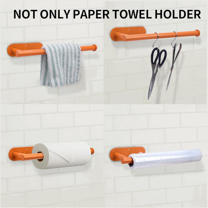 YeeBeny Orange Paper Towel Holder Kitchen Roll Holder, Paper Towel Holder - Self Adhesive or Drilling, Under Cabinet