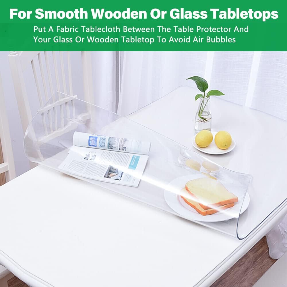24 Inch Round Clear Table Protector - Vinyl Desk Pad Mat for Circular Furniture, Kitchen, Coffee End Tables - Glass Top