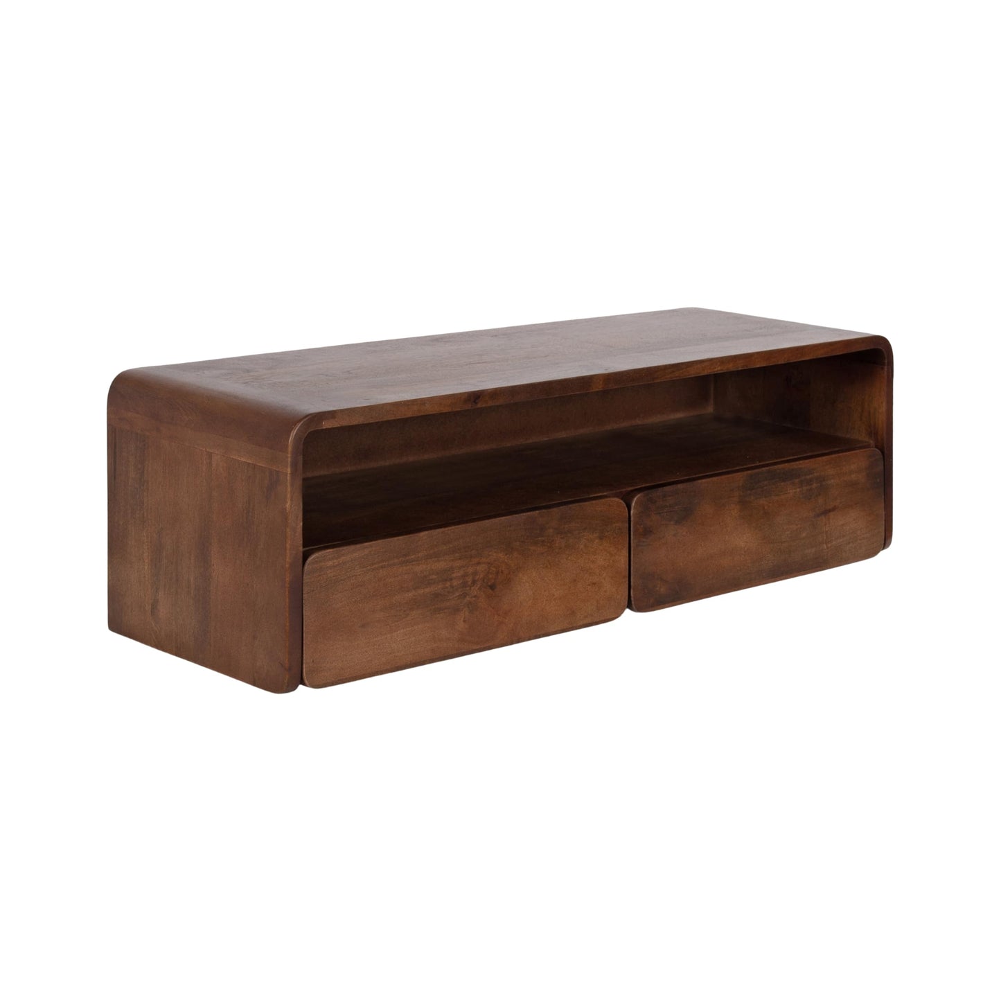 Kate and Laurel Kato Modern Floating Console Table for Entryway, 30 x 10 x 9, Walnut Brown, Decorative Transitional Floating Entryway Table with Storage Drawers for Living Room Storage Wall Shelf