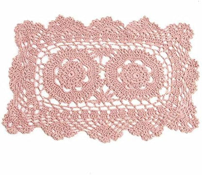 Factory Direct Craft Set of 4 Hand Crocheted Lace Doilies, Rectangle Rose, 12" L x 8" W