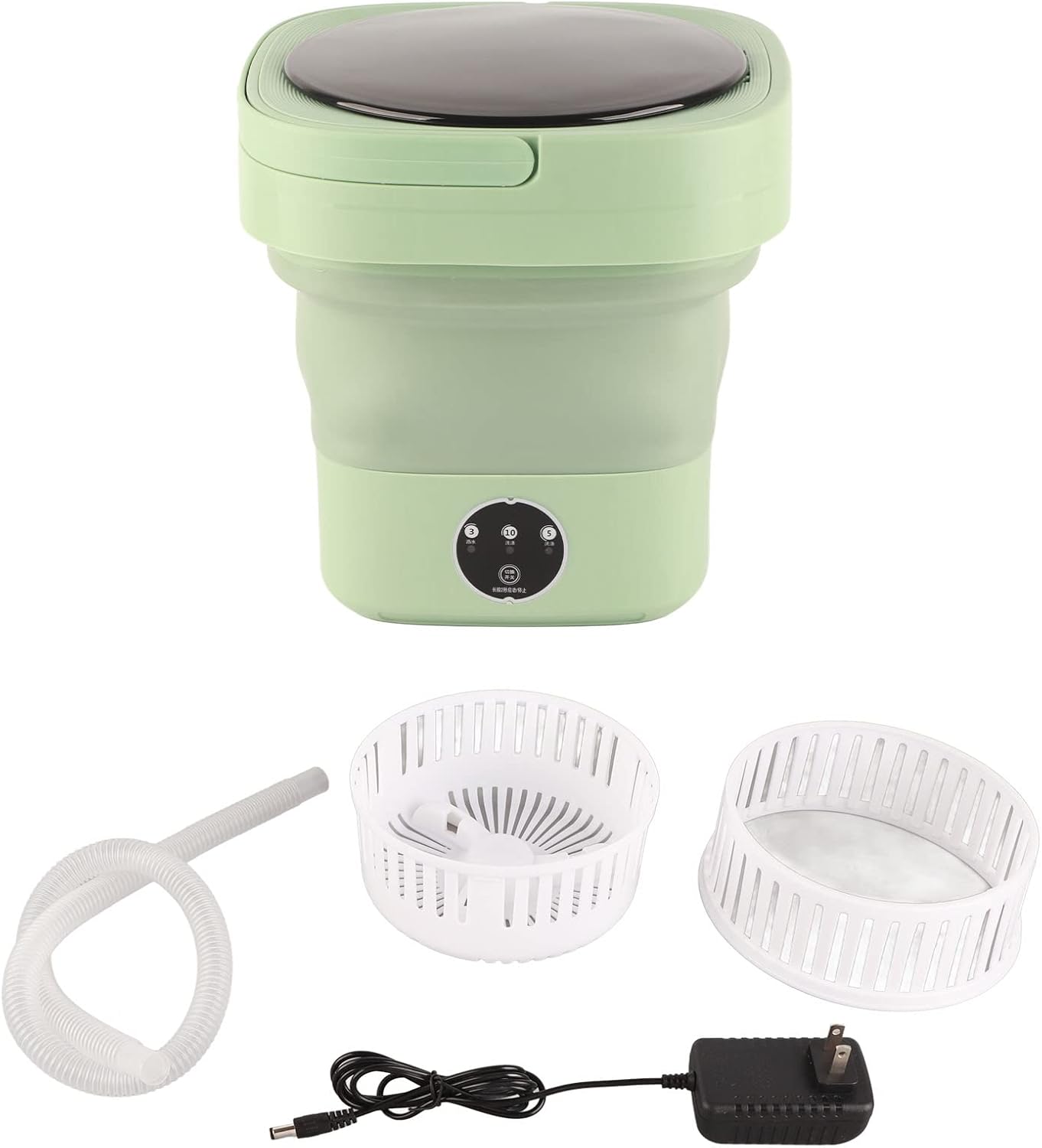 Foldable Portable Washing Machine, Mini Washer 6.5L Large Capacity, Soft Spin Drying, Green, for Home, Camping,