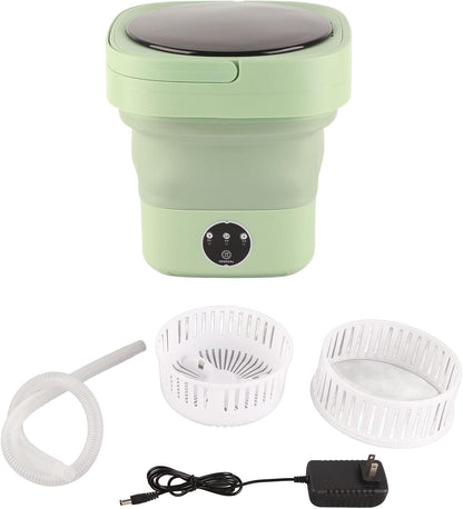 Foldable Portable Washing Machine, Mini Washer 6.5L Large Capacity, Soft Spin Drying, Green, for Home, Camping,