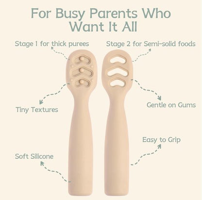 Eascrozn Baby Spoons - Self Feeding Utensils for 6+ Months | BPA-Free Silicone, 6-Pack Set