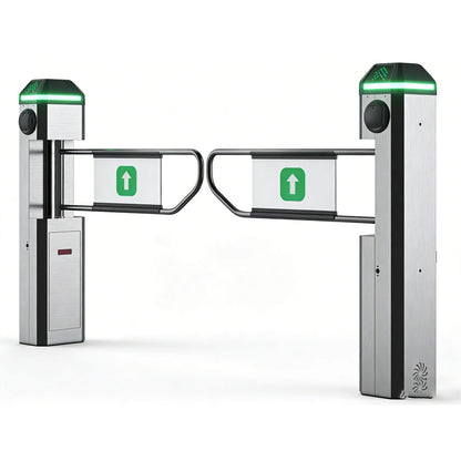Public Entrance Automatic Turnstile with Radar Sensing - 90° Swing Gate for Transportation Hubs & Retail, Featuring Reverse Alarms & LED Indicators, One-Way Entry Access Control System