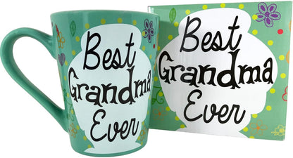 KINREX Best Grandma Ever Mug, Turquoise, 12 oz. Coffee Cup for Women, Mothers Day, Christmas, Birthday Gift
