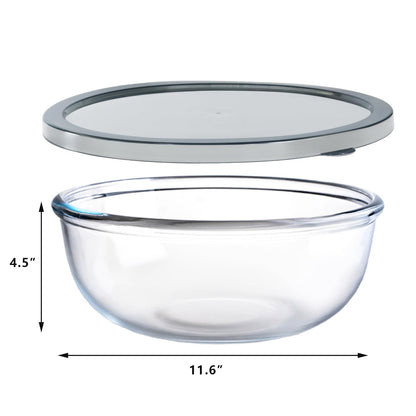 EWAFILU 6.2QT Large Glass Mixing Bowl with Lid, Clear Glass Salad Cooking Bowls for Sourdough, Salad and Storage Prepping and Baking Food Storage Set