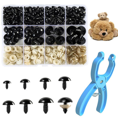 iSuperb Safety Eyes for Crocheting, 260Pcs 6-18 mm Plastic Safety Crochet Eyes Bulk with Washers, Safety Eye Tool Auxiliary Tool for DIY Crochet Crafts Needle Felting Bears Safety Eyes