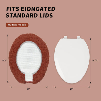 Baahrnom Microfiber Elongated Toilet Seat Cover 19.5"x 15" Machine Washable Solid Toilet Lid Cover Adjustable Rubber Backing Fits Only 18-19.5" L x 14-16" W Elongated Toilet Seat