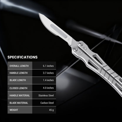 Tops Home Folding Scalpel Knife, Pocket Knife for Men, Utility Box Cutter, EDC Multitool with Bottle Opener, Pry Bar, Glass Breaker, Comes with 10 Replaceable #24 Scalpel Blades, Everyday Carry, Gift for Men, Him, Dad