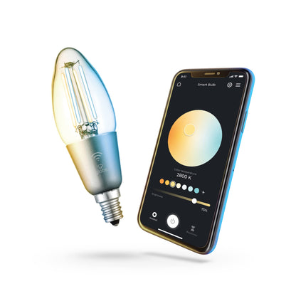 GLOBE Electric 34919 Wi-Fi Smart 5.5W (60W Equivalent) Straight Filament Tunable White Amber Glass LED Light Bulb, No Hub Required, Voice Activated, 2000K - 5000K, Vintage Edison Style, 500 Lumns