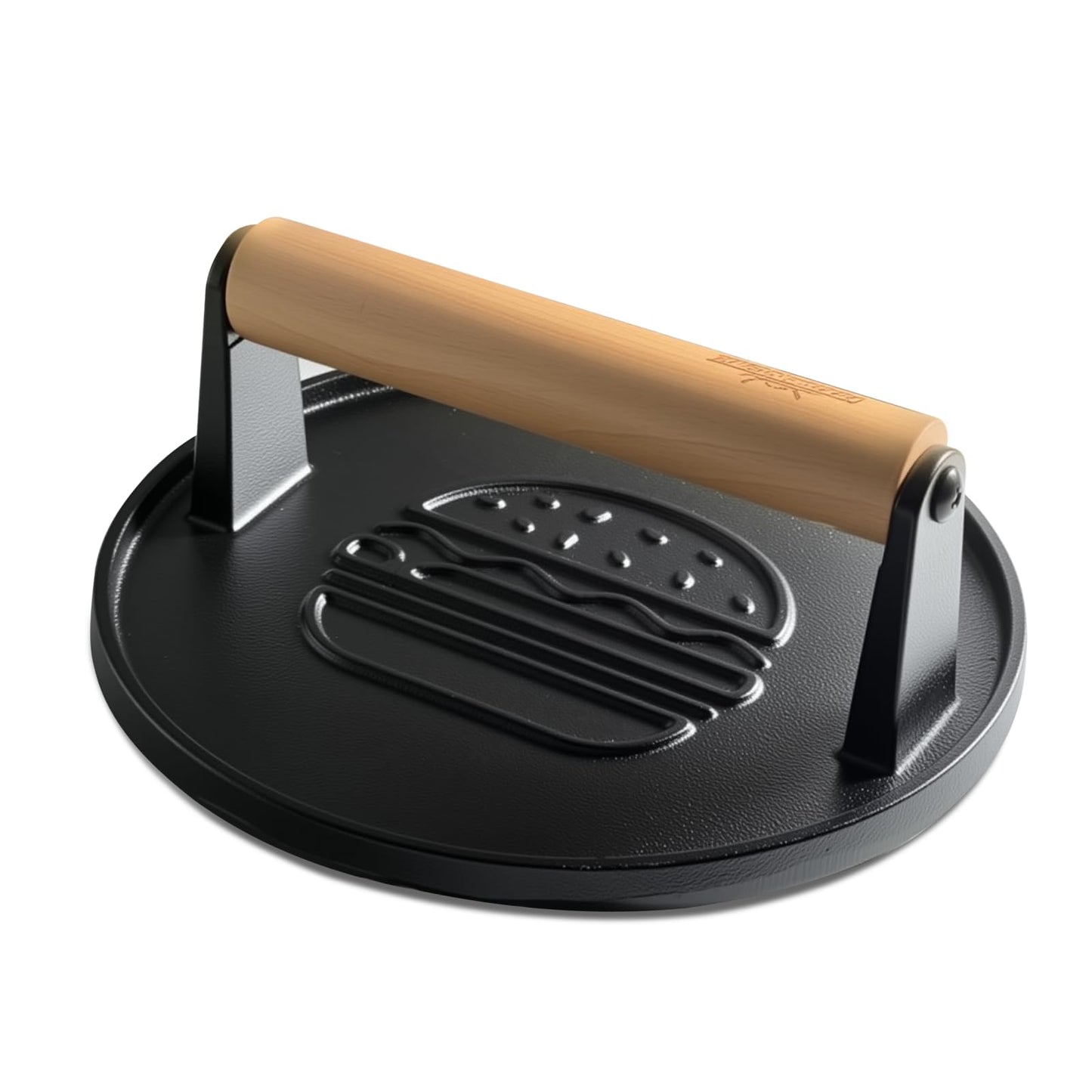 XUDAKAIXIN Cast Iron Smash Burger Press 7.1",Grill Bacon Meat Press Tool,Perfect for Blackstone, Camp Chef, Weber Grills & Indoor Griddles – BBQ & Cookout Must-Have (Grooved)