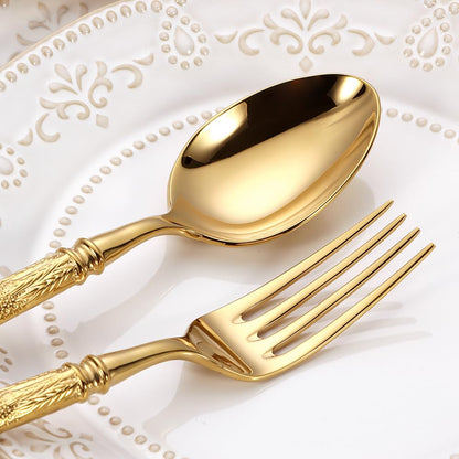 ELiTA ESSENTIALS Luxury 20-Piece Wheat Ear Design Silverware Set, Premium 18/10 Stainless Steel Flatware, Serving 4. (Gold)