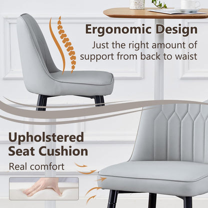 Rejeke 180° Swivel Bar Stools Set of 4, 27" Counter Height Bar Stools with Back, Swivel Light Grey Faux Leather Bar Stools for Kitchen Island, Counter Height Chairs with Metal Legs & Footrest