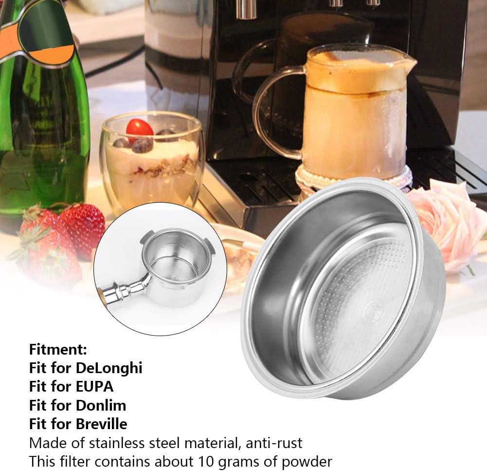 51mm Non Pressurized Filter, Stainless Steel Reusable Coffee Machine Strainer Bowl, Single Basket for De Longhi