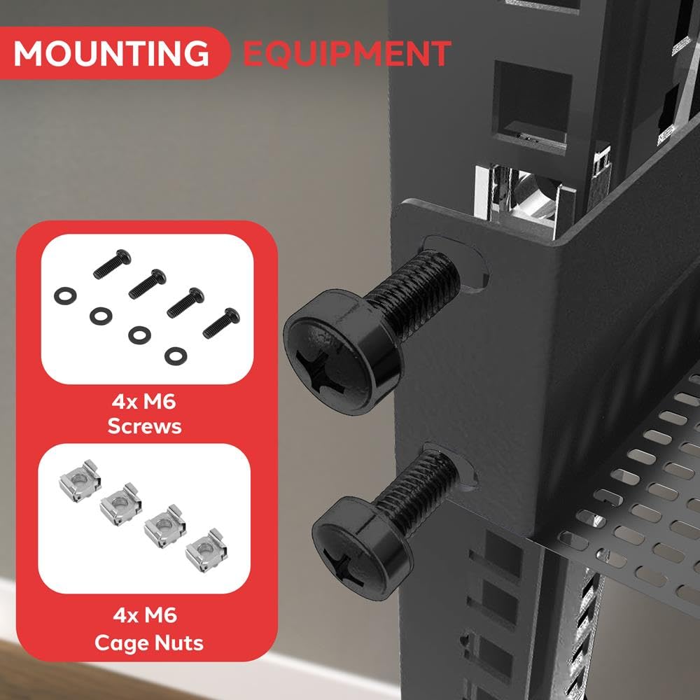 Pyle 2-Pc 1U Server Rack Shelf, Vented Shelves for Good Air Circulation, Cantilever Mount, Wall Mount Rack, Universal Device, Cabinet Shelf, Computer Case Mounting Tray, Black-Pyle PLRSTN14UX2