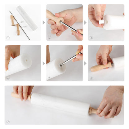 Koville Marble Rolling Pin, Non-Stick African Stone Polished Dough Roller, Pasta, Dumpling, Ravioli, Fondant, Pie Crust, Kitchen Baking Pastry Tools(Namib Fantasy)