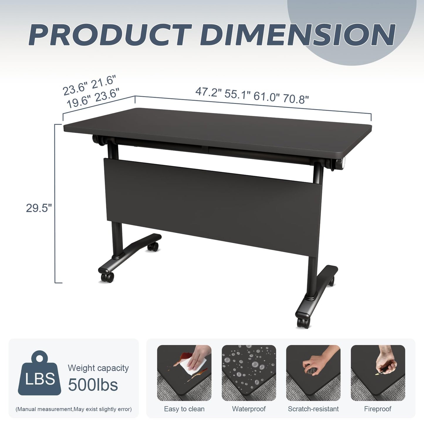 rzoizwko 2 Pack Folding Conference Table with Wheels,Heavy-Duty Flip-Top Foldable Conference Training Table System,Rolling Conference Room Tables for Office, Classroom Meeting Rooms