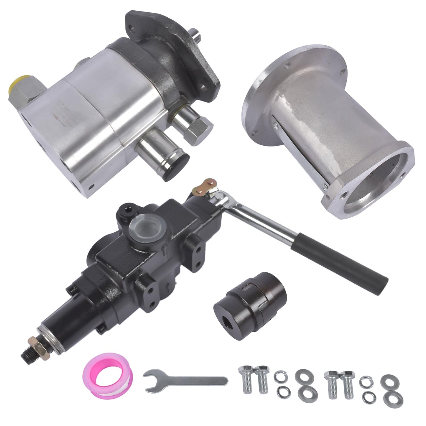OFMCBSRHL Hydraulic Log Splitter Pump 22GPM 2-Stage Gear Pump, HI/LO Gear Pump, 2 Stage 4000PSI Aluminum Hydraulic Gear Pump + Valve Coupling Installation Base