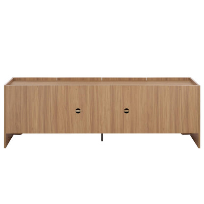 SAFAVIEH Furniture - Takami Media Stand for TVs up to 75" - Oak 4-Door Modern Entertainment Console with Storage Cabinets (MED3604A)