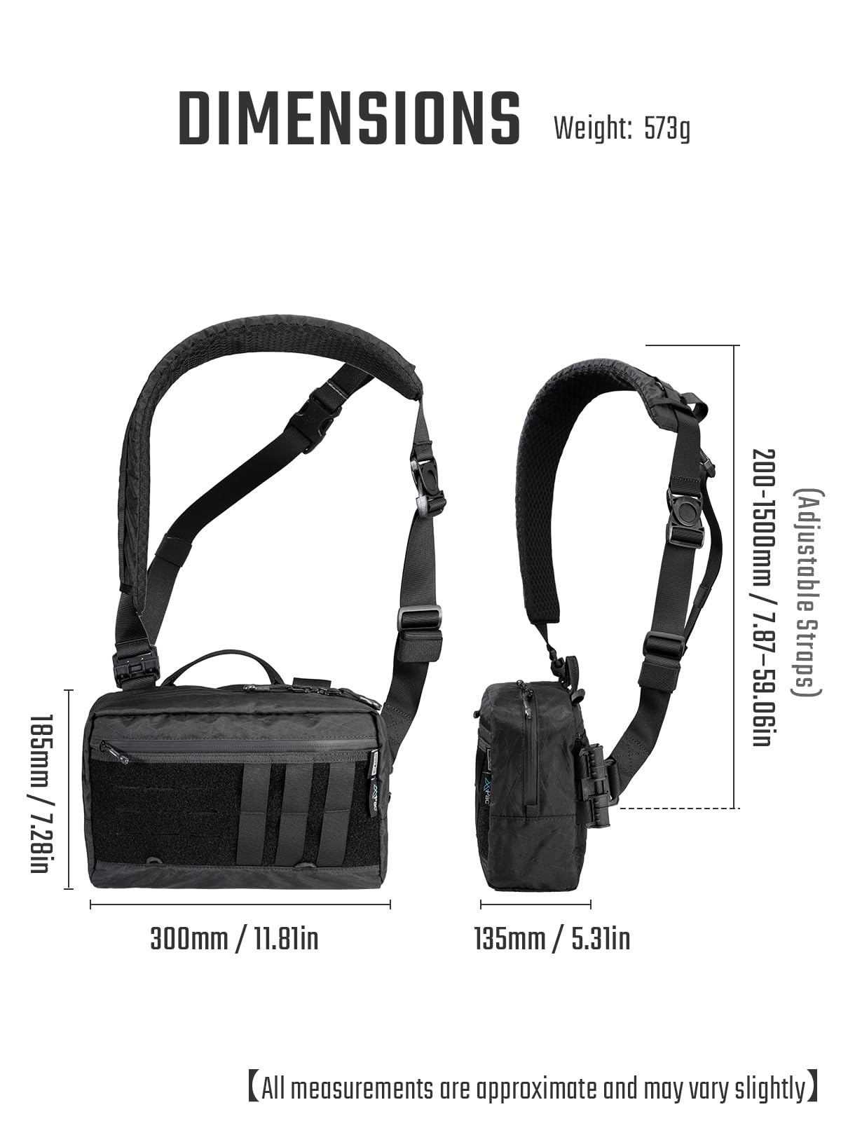 TACTICAL_GEEK L3 Pro EDC Crossbody Bag, Chest Bag with Adjustable Strap,Daily Carry Sling Pack, Large Capacity Daypack Organizer for Camera, Drones（X-PAC Black）
