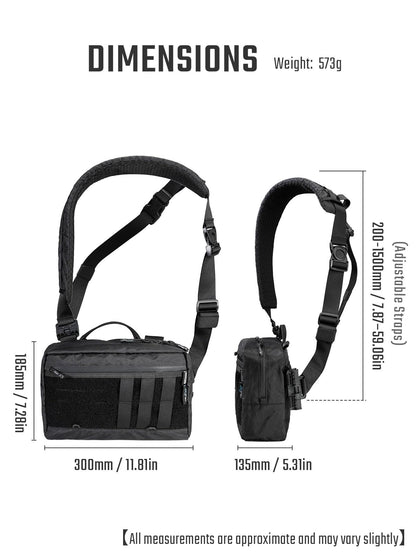 TACTICAL_GEEK L3 Pro EDC Crossbody Bag, Chest Bag with Adjustable Strap,Daily Carry Sling Pack, Large Capacity Daypack Organizer for Camera, Drones（X-PAC Black）