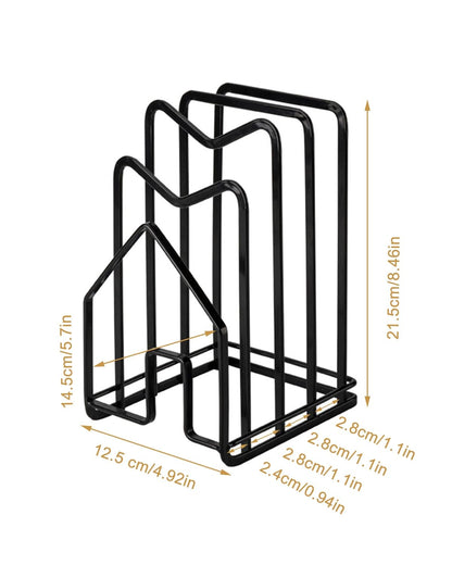 SUNFICON 2 Pack Cutting Board Racks Holders Pot Pan Lids Holders Chopping Board Organizers Thin Bakeware Trays Dry Display Stands Kitchen Countertop Cabinet Office Black