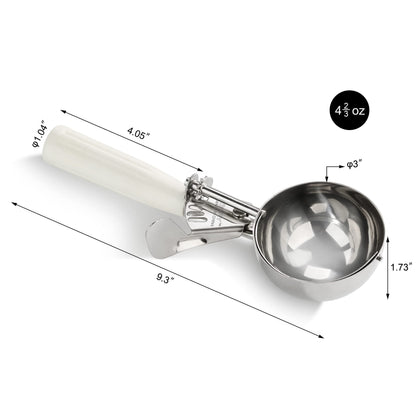 New Star Foodservice 34745 Commercial-Grade Thumb Press Food Disher/Ice Cream Scoop, 18/8 Stainless Steel, 4.67 oz, Size 6, White