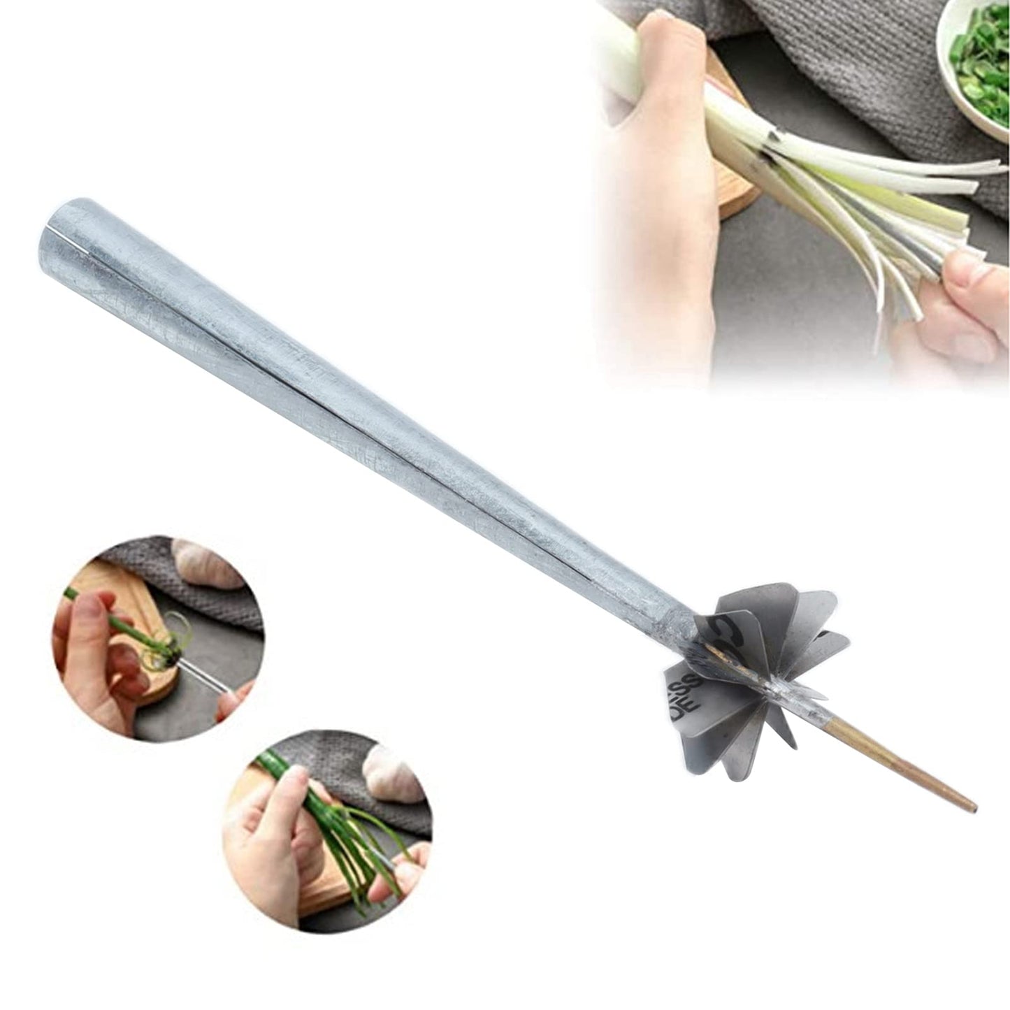 Plum Blossom Scallion Knife, Stainless Steel Onion Knife Shred Silk The Knife for Cutting Vegetable Onions Green Peppers