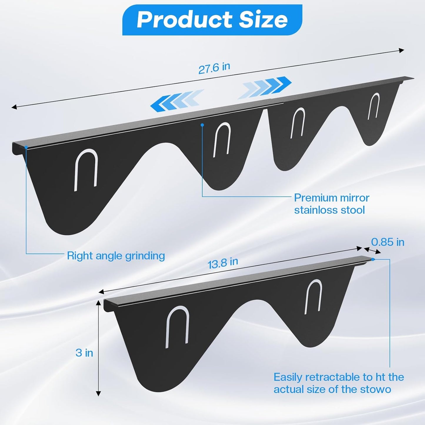 Stainless Steel Stove Gap Covers - Kitchen Stove Counter Gap Filler, Easy to Clean, Retractable Length 13.8" to 27.6"