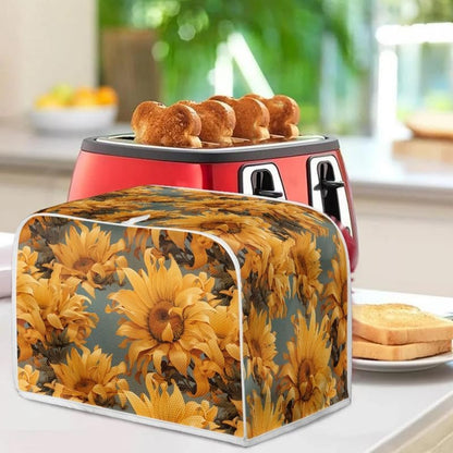 4 Slice Toaster Cover - Van Gogh Style Sunflower Dust Cover, Yellow Oil Painting Flowers for Microwave Oven