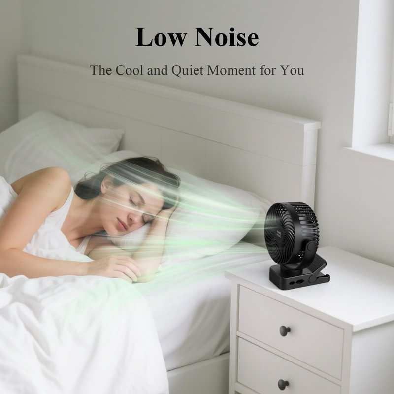 Minthouz Clip on Fan, 12000mAh Desk Fans, 360° Rotation Rechargeable Portable Fan with 45hrs Runtime - Quiet 3 Speeds, Wireless Remote, Timer, Input/Output Ports - Lightweight for Travel & Office