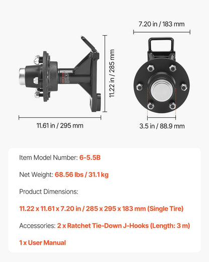 VEVOR Shipping Container Wheels 6-Lug Wheels Kit, Heavy Duty Shipping Container Axle with Ratchet Tie Down-Moves 20 ft - 40 ft, Secure Transport for Dock, Warehouse, Construction Site, Black
