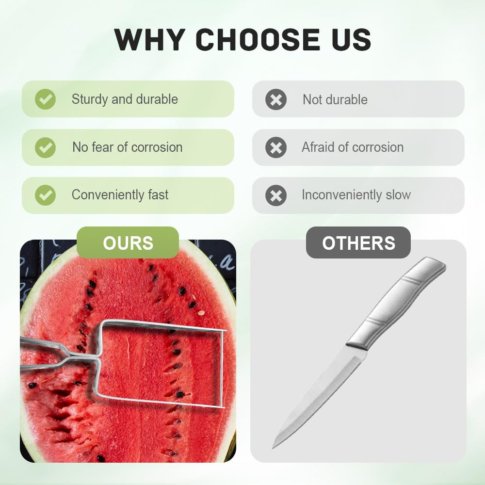 2026 Watermelon Chunks Slicer, Stainless Steel Watermelon Cutter Tool for A Wide Variety Watermelon, Cantaloupe, Honeydew, and More, New Cube-Cutting Fruit Slicer Easily Slicing & Serving