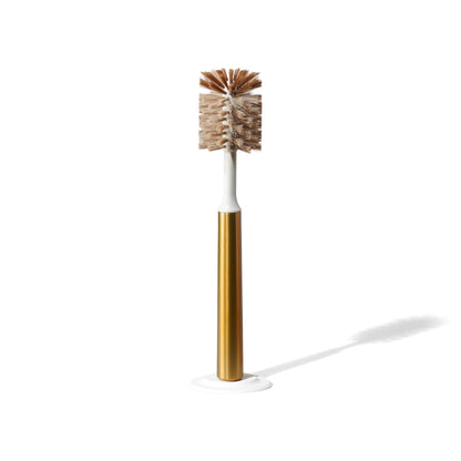 Curio Home Goods Ionic Bottle Brush, Magnetized to Stand Upright, Stainless Steel with Replaceable Head, Brass/Gold