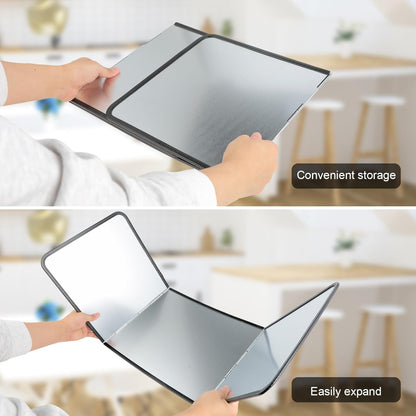 3 Sided Foldable Splatter Guard, Stainless Steel Grease Splatter Screen, Non-Stick Oil Splash Guard, Anti-Grease Cooking Shield, Heat-Resistant Stove Protector with Safe Edge, Easy to Clean (Medium)