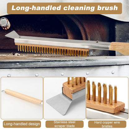 Pizza Oven Accessories Kit w/Pizza Oven Brush & Stone Scraper, 7.8inch Aluminum Perforated Long Handle Nonstick Pizza Turning Peel Cutter Wheel for Outdoor Homemade Baking Pizzas