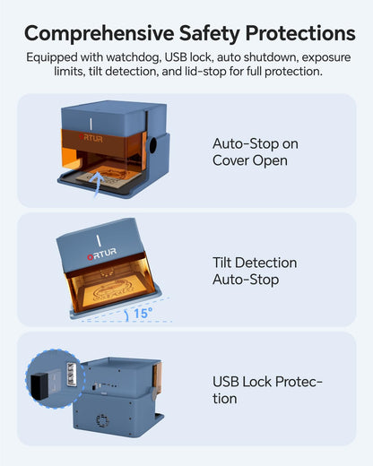 Ortur R1 5000mW Portable Laser Engraver and Cutter, Class 1 Foldable Laser Engraver, Exquisite Gift Box Packaging, APP Control Laser Engraver for Wood, Leather, Glass, Cloth (Misty Blue)