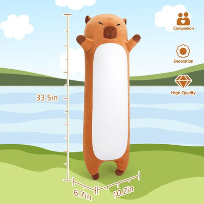 Sprinqdawin Large Capybara Stuffed Animal,33.5” Long Capybara Plush,Cute Plushies Animal Body Pillow,Kawaii Big Plush Toy Animals Gifts,Animals Sleeping Hug Pillow for Kids Adults Birthday