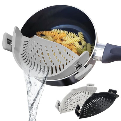 Recohome Silicone Clip On Strainer for Pots and pans, Clip on Food Strainer for Pasta Meat Vegetables Fruit Rice Silicone Kitchen Colander [2-Pack]