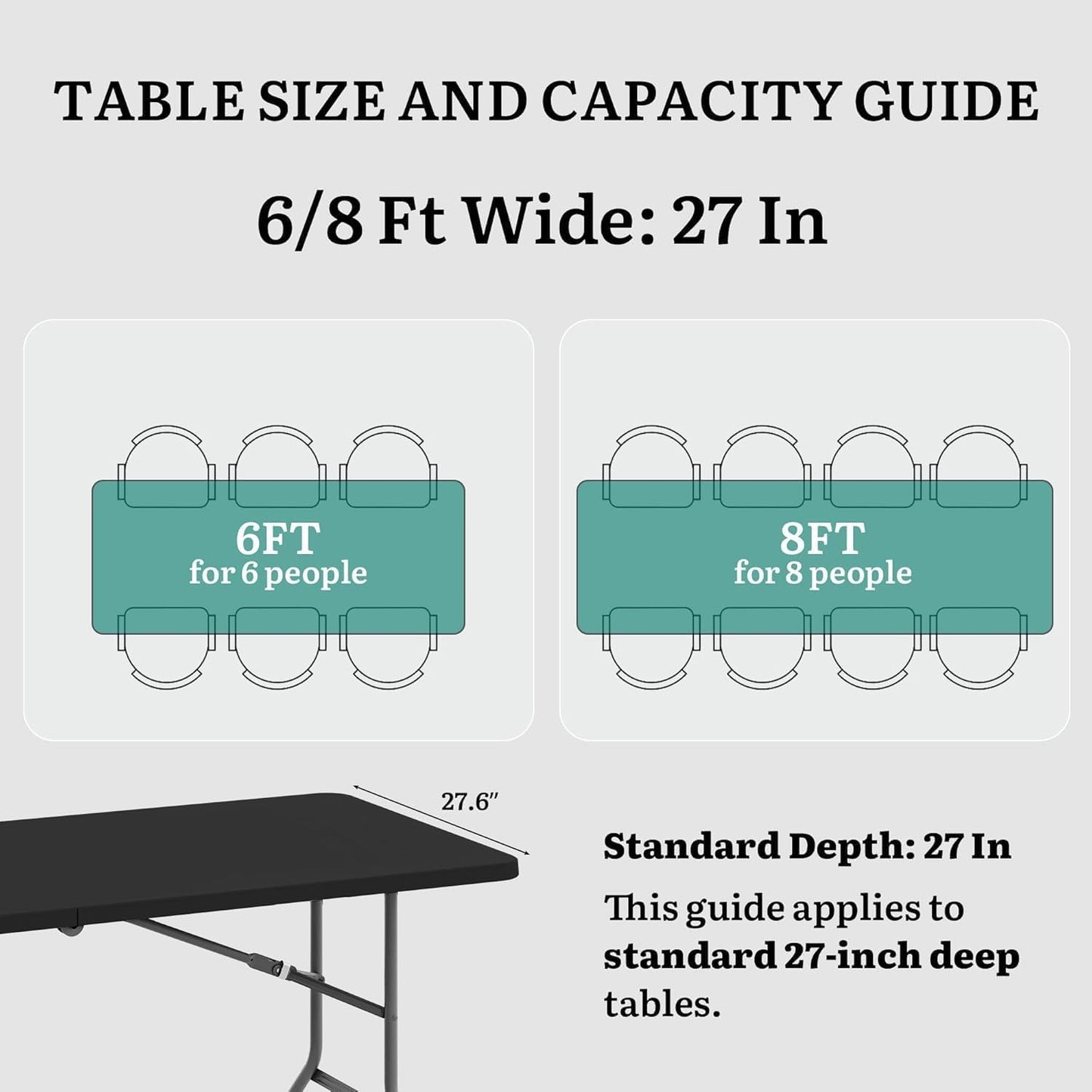 YITAHOME 8-Pack 6ft Folding Table w/1.38" Thick Tabletop Heavy Duty, Portable Outdoor Folding Tables w/Carrying Handle for Camping Picnic Parties/Indoor Events, Black