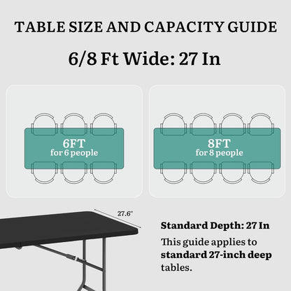YITAHOME 8-Pack 6ft Folding Table w/1.38" Thick Tabletop Heavy Duty, Portable Outdoor Folding Tables w/Carrying Handle for Camping Picnic Parties/Indoor Events, Black
