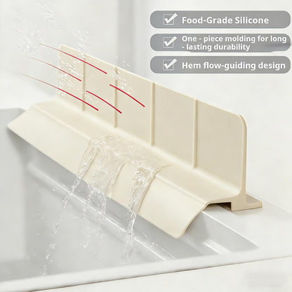 URJWAN Food Grade Silicone Sink Splash Guard (23 Inch), 7 Strong Suction Cups Non-Slip Water Protector, Dishwasher Safe & Cuttable for Kitchen/Bathroom Countertops (Cream)