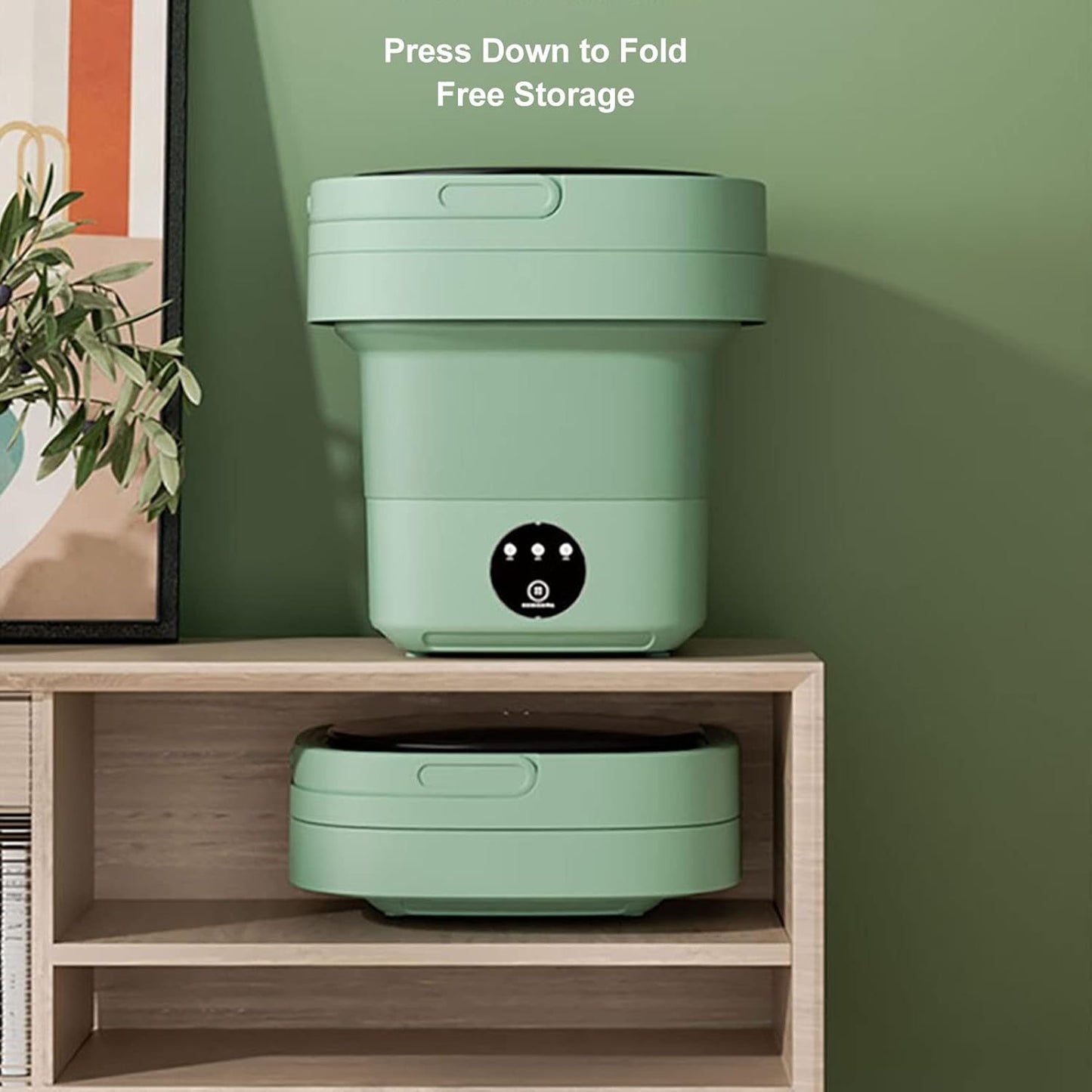 TOPINCN Automatic Portable Foldable Washing Machine, Mini ABS US Plug 100-240V for Travel (Green)