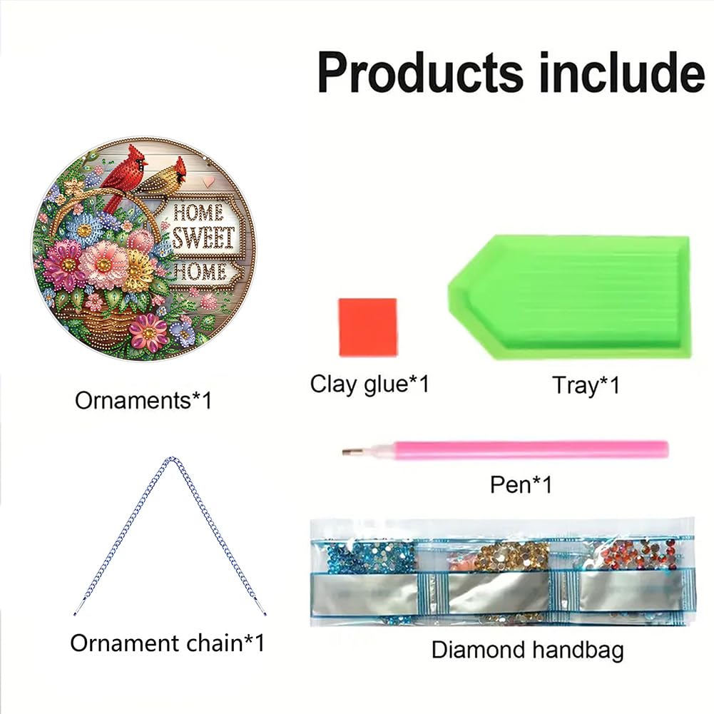 SULUNMO Diamond Art Hanging Kit, Diamonds Art Painting Pendant for Adults, DIY Gem Painting Board Kit for Window Door(Sweet Family-1)