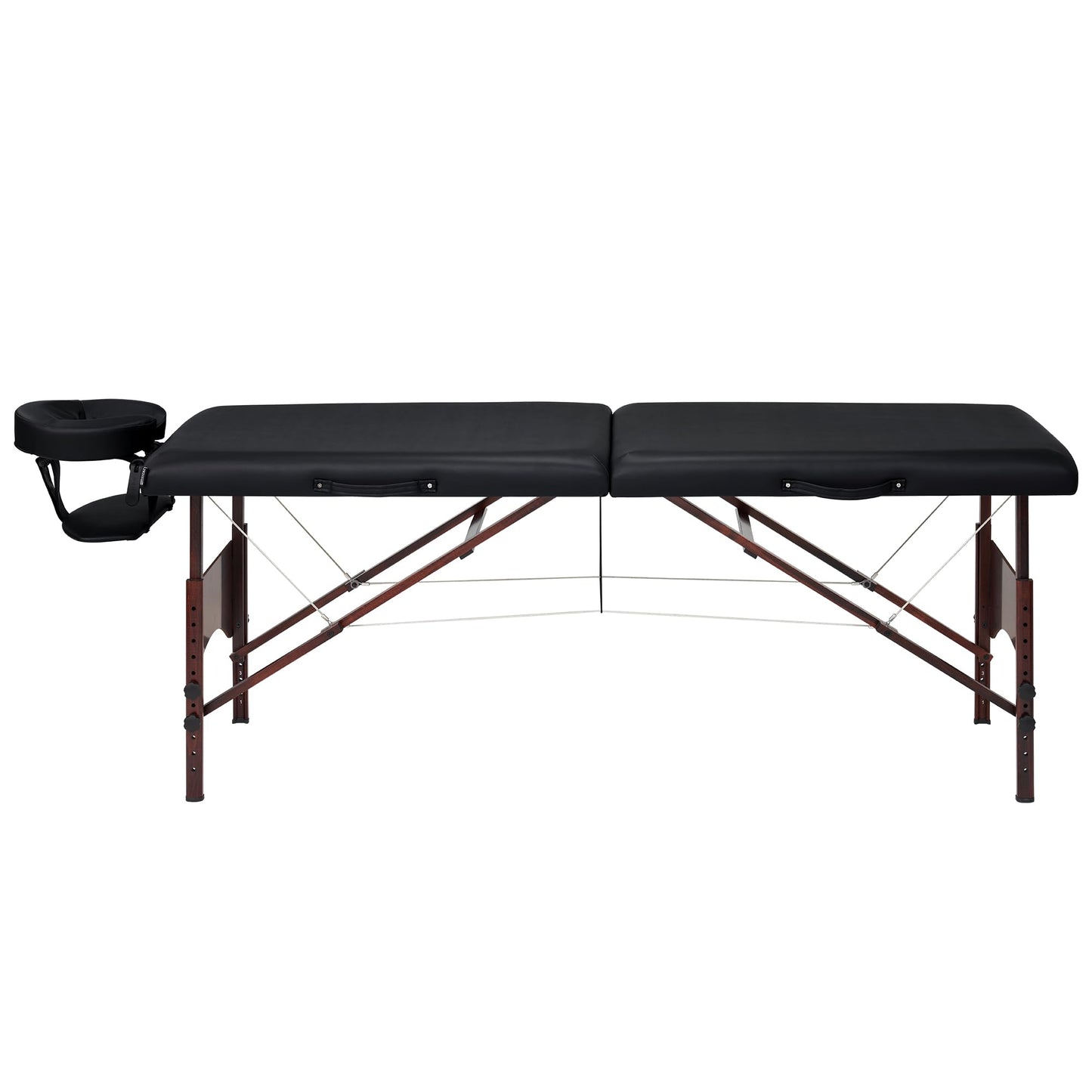 Master Massage Argo 28" Portable Massage Table with Walnut Legs – Spa Bed, Lash Table, Tattoo Bed, Beauty Bed – Black