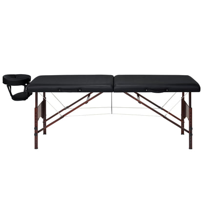 Master Massage Argo 28" Portable Massage Table with Walnut Legs – Spa Bed, Lash Table, Tattoo Bed, Beauty Bed – Black (Ambient Lighting System)