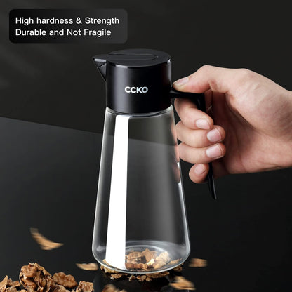 19oz CCKO Olive Oil Dispenser Bottle Glass Oil Bottle for Kitchen Cooking,Auto Flip Drip Free Cooking Oil