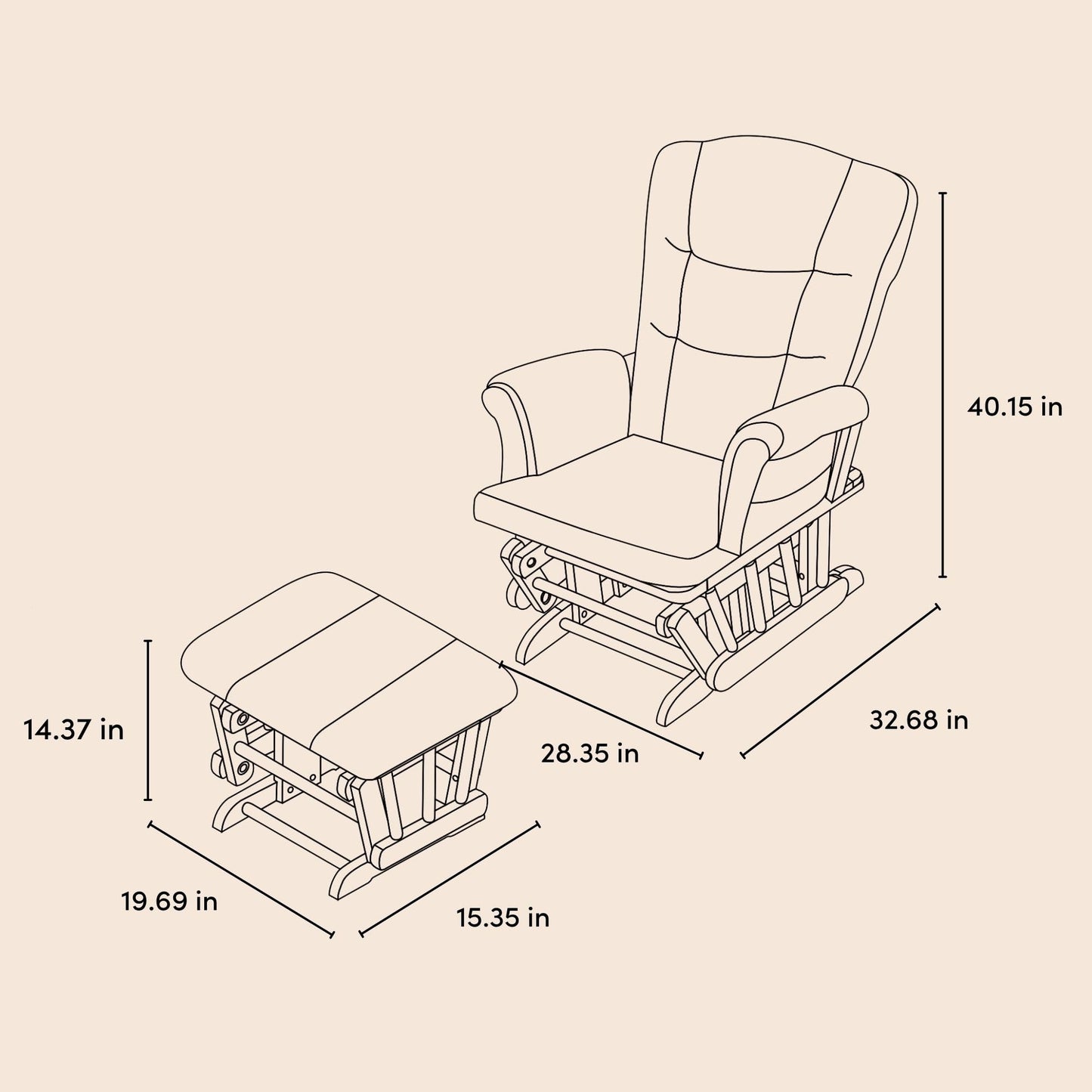 Storkcraft Tuscany Custom Glider and Ottoman with Free Lumbar Pillow (Espresso/Taupe Swirl) - Cleanable Upholstered Comfort Rocking Nursery Chair with Ottoman